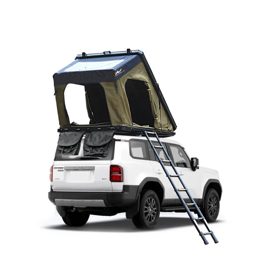 Naturnest Polaris 2 roof top tent mounted on vehicle with double-layer fabric and spacious interior for camping