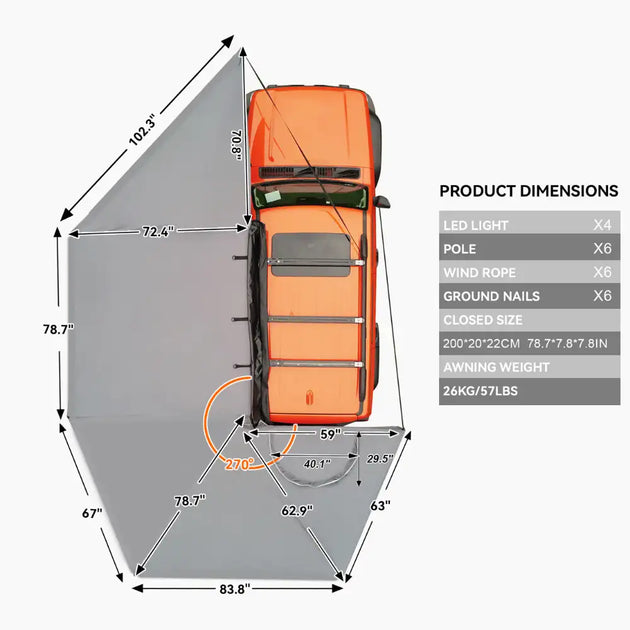 270 Car Awning Plus