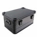 Overland Vehicle Systems aluminum storage box with black powder-coated finish, metal latches, and 53-quart capacity for outdo