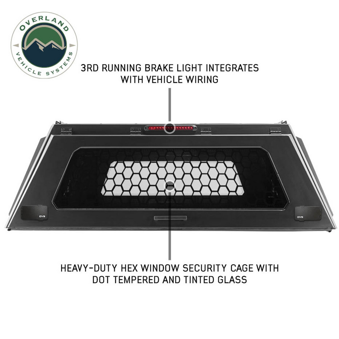 OVS Expedition Pro+ Truck Cap W/ Full Windows, Wing Doors, and 3rd Brake Light