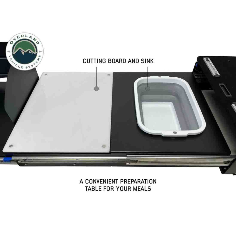 OVS Camp Cargo Box Kitchen With Slide Out Sink, Cooking Shelf and Work Station