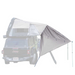 Overland Vehicle Systems Bushveld hard shell roof top tent awning deployed for camping shelter