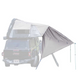 Overland Vehicle Systems Bushveld hard shell roof top tent awning deployed for camping shelter