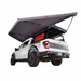 Overland Vehicle Systems Nomadic 180LTE vehicle awning deployed showing full 180-degree coverage with durable fabric and alum