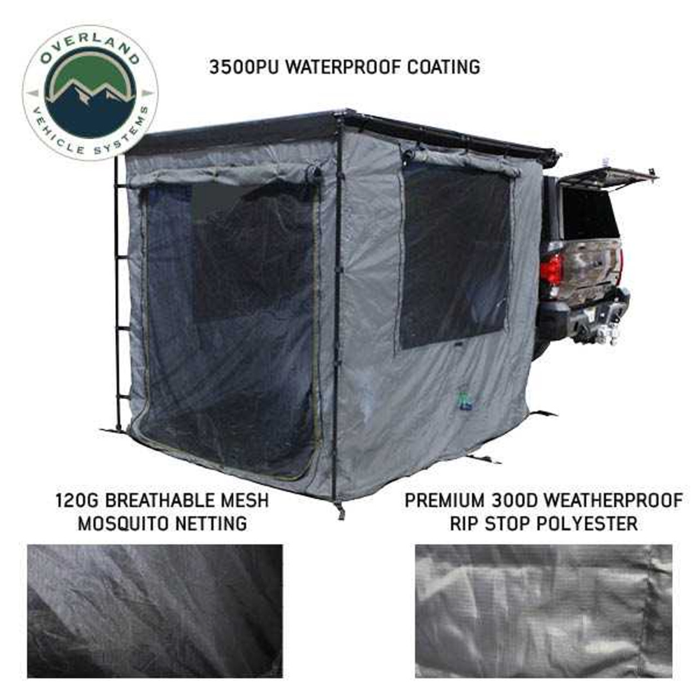 OVS HD Nomadic Awning Room Enclosure, Grey Body, Green Trim (4 Walls & Floor)