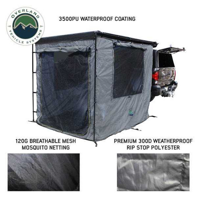 OVS HD Nomadic Awning Room Enclosure, Grey Body, Green Trim (4 Walls & Floor)