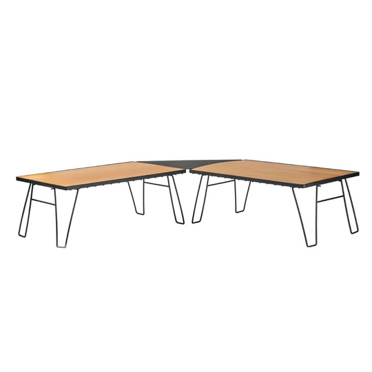 Overland Vehicle Systems Kick It collapsible camp table with bamboo wood base in outdoor setting