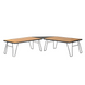 Overland Vehicle Systems Kick It collapsible camp table with bamboo wood base in outdoor setting