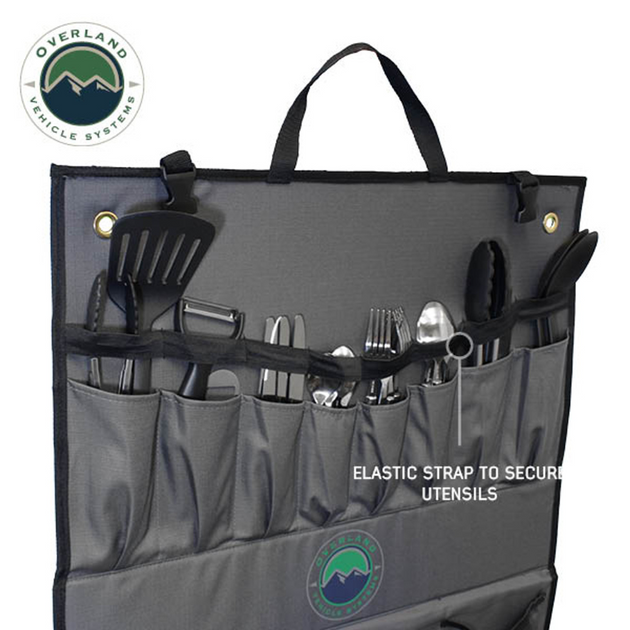 Overland Vehicle Systems Overland Kitchen Kit - 24 Piece Cooking and Utensil Kit, Hanging Carrying Case