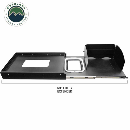 Overland Vehicle Systems Large Refrigerator Tray and Sink Slide - Black Powder Coat Universal