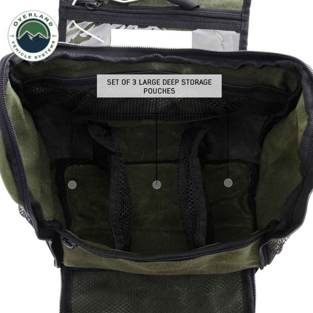 Overland Vehicle Systems Overnight Bag with Handle & Straps - #16 Waxed Canvas Storage