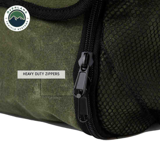 Overland Vehicle Systems Overnight Bag with Handle & Straps - #16 Waxed Canvas Storage