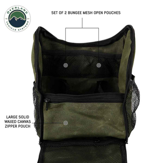Overland Vehicle Systems Overnight Bag with Handle & Straps - #16 Waxed Canvas Storage