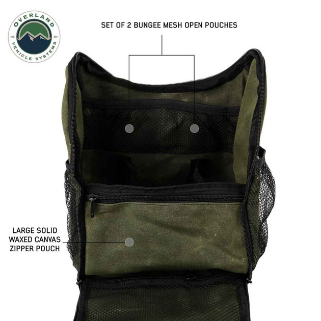 Overland Vehicle Systems Overnight Bag with Handle & Straps - #16 Waxed Canvas Storage