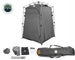 Overland Vehicle Systems portable privacy room shelter set up in outdoor environment with retractable flooring and shower sys