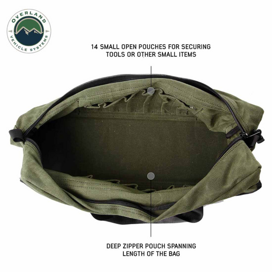 Overland Vehicle Systems Small Duffle Bag with Handle & Straps - #16 Waxed Canvas Storage