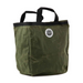 Overland Vehicle Systems waxed canvas tote bag with leather handles and metal hardware, shown in rugged outdoor setting