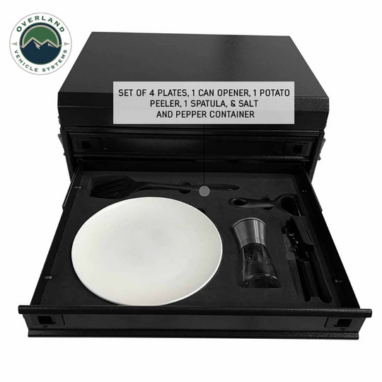 Overland Vehicle Systems Ultimate 39 Piece Utensil Set - Black Powder Coat Universal
