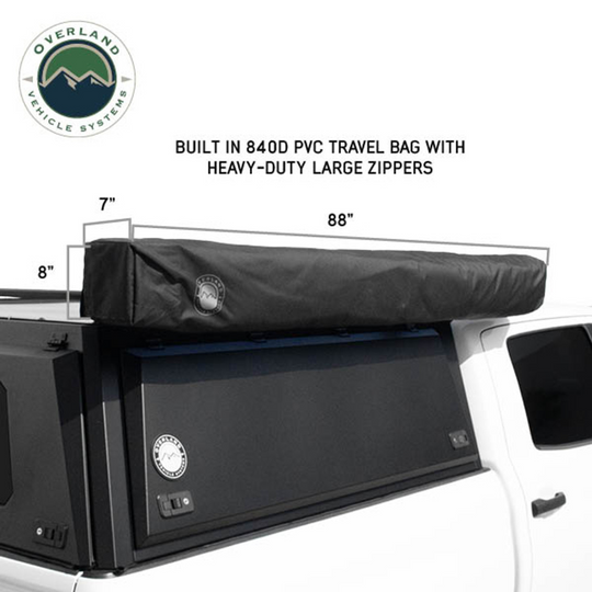 OVS XD Nomadic 270 - Awning W/Lights & Black Out Grey Hex, Black Trim & Black Travel Cover