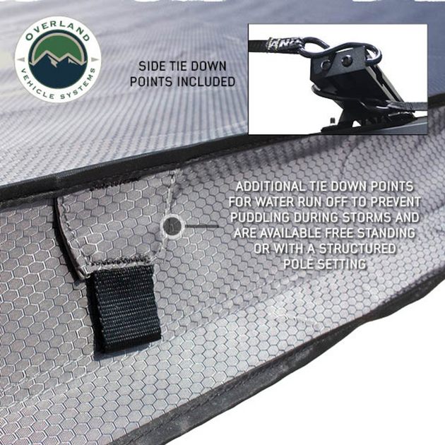 OVS XD Nomadic 270 - Awning W/Lights & Black Out Grey Hex, Black Trim & Black Travel Cover