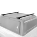 Heavy-duty black aluminum truck cap crossbars mounted on vehicle roof with mounting points for overland gear