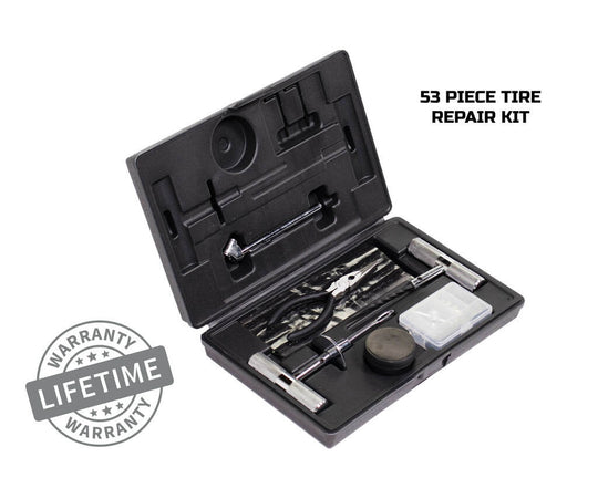 Overland Vehicle Systems Tire Plug Repair Kit with tools, plugs, and case for emergency tire puncture repairs
