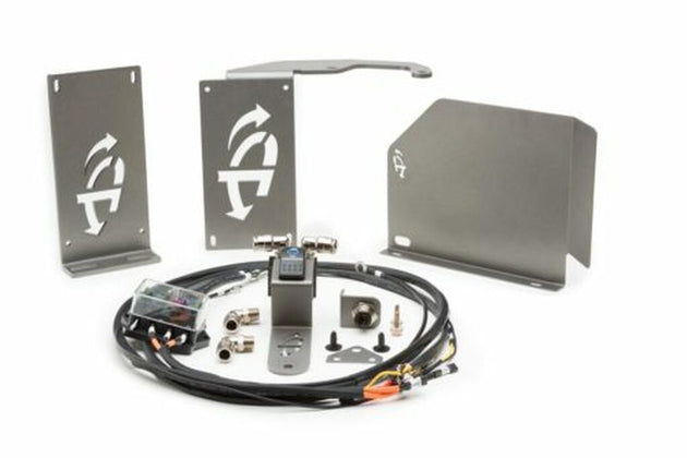 Overland Vehicle Systems Up Down Air compressor mounting bracket kit installed in vehicle